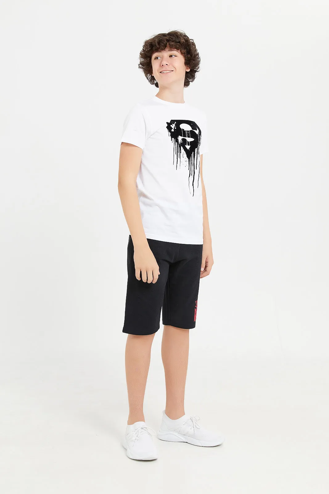 Senior Boys White Superman Print T-Shirt