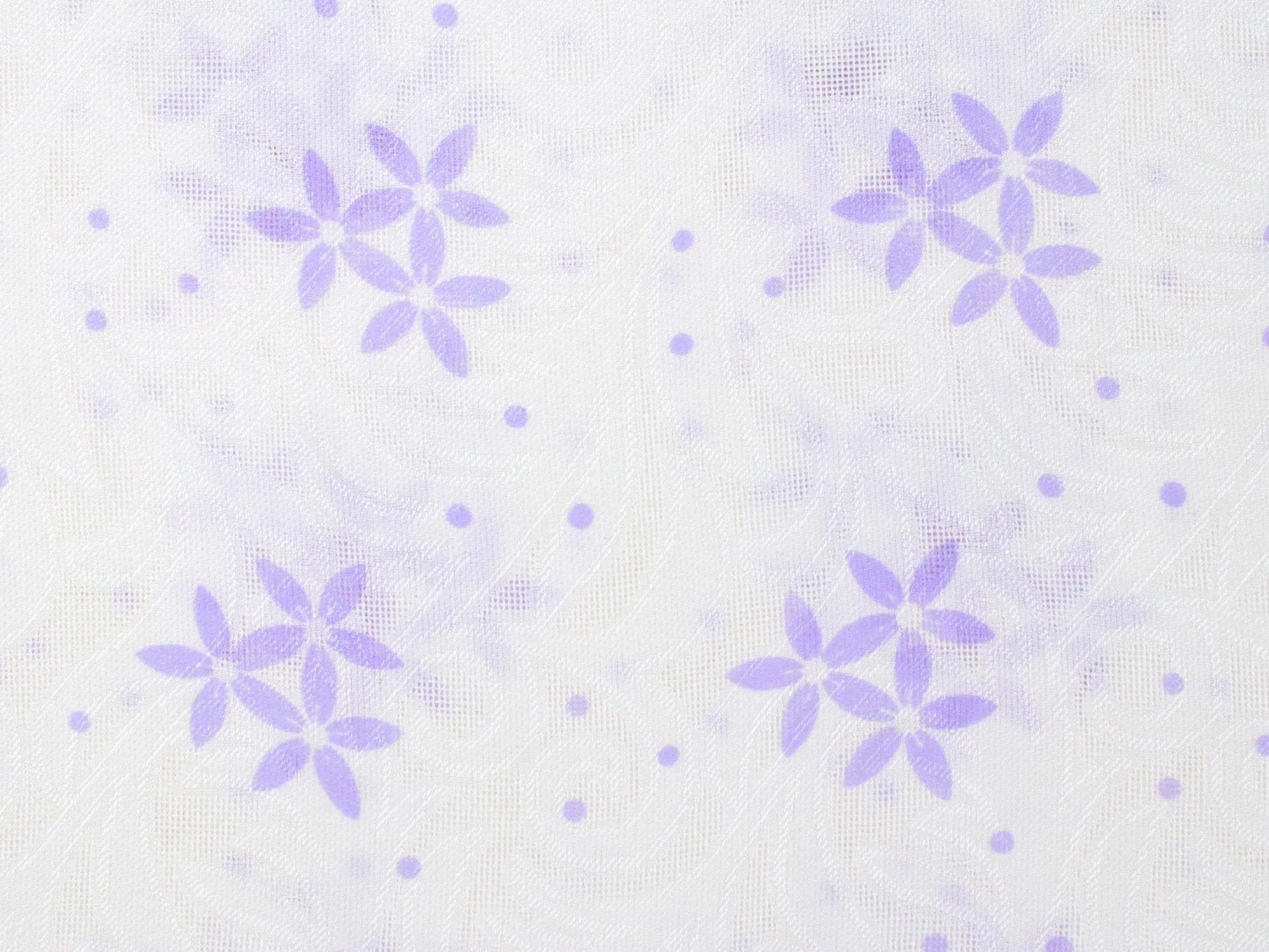 Silk Obiage,Covering Sash; Sha Leno - White Purple Flowers