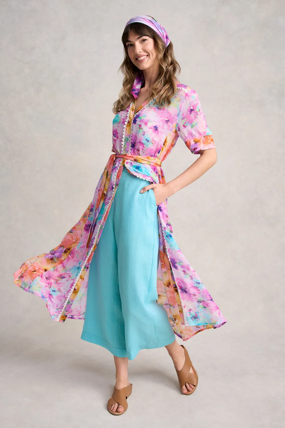 Spliced Print Shirt Dress - Janes Bouquet