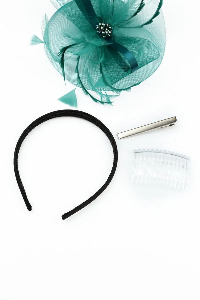 Teal Green Bead Fascinator