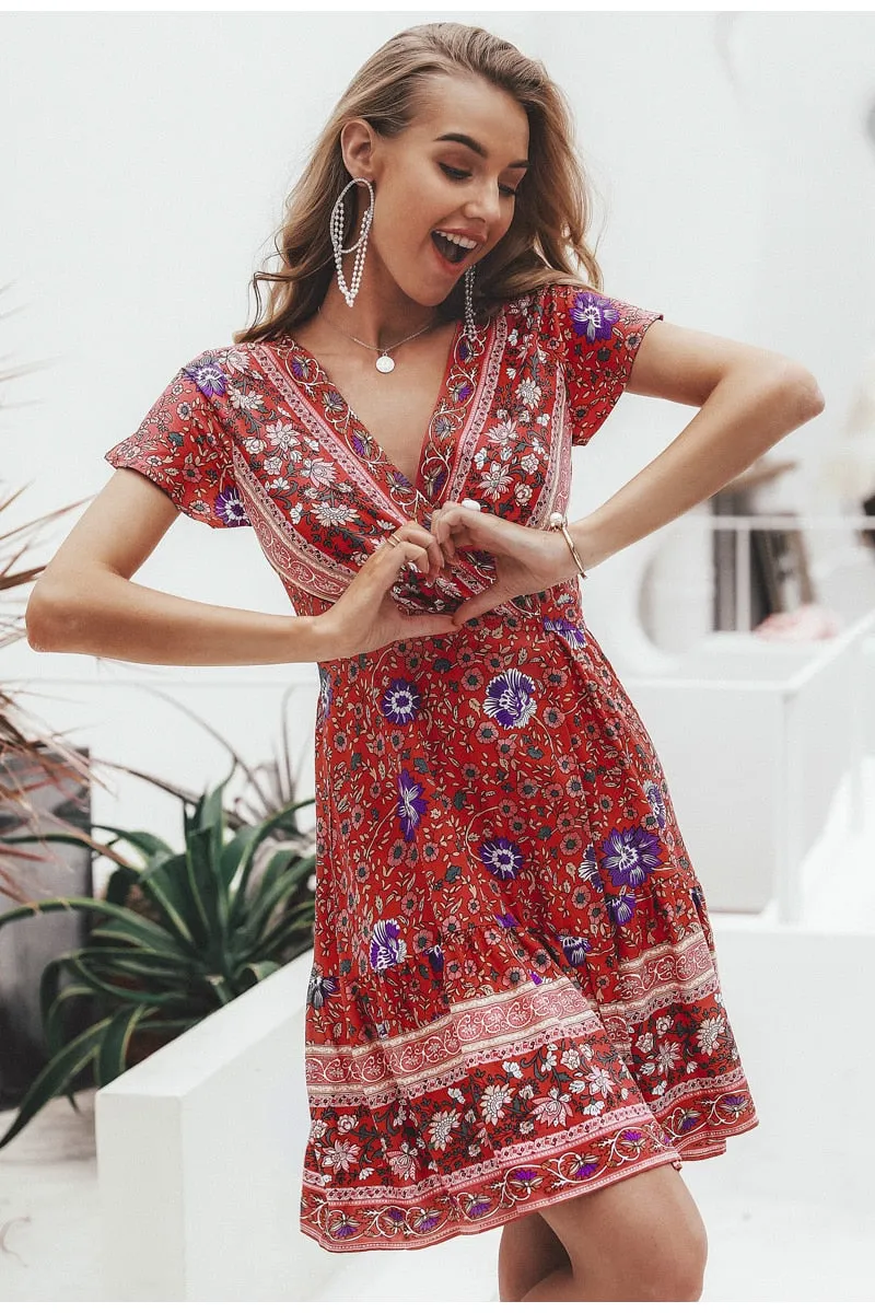 VenusFox Bohemian floral summer dress