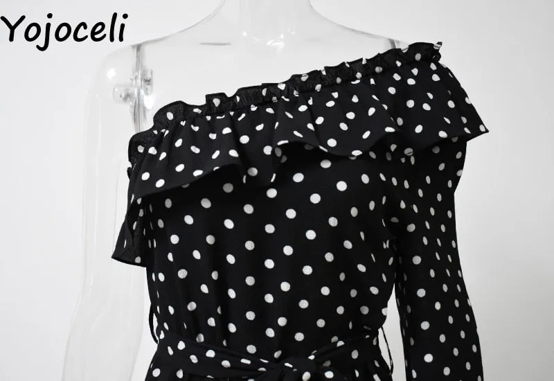 VenusFox Yojoceli Sexy ruffle bow short dress women Elegant party one shoulder beach dress female Casual daily cute summer dress vestidos