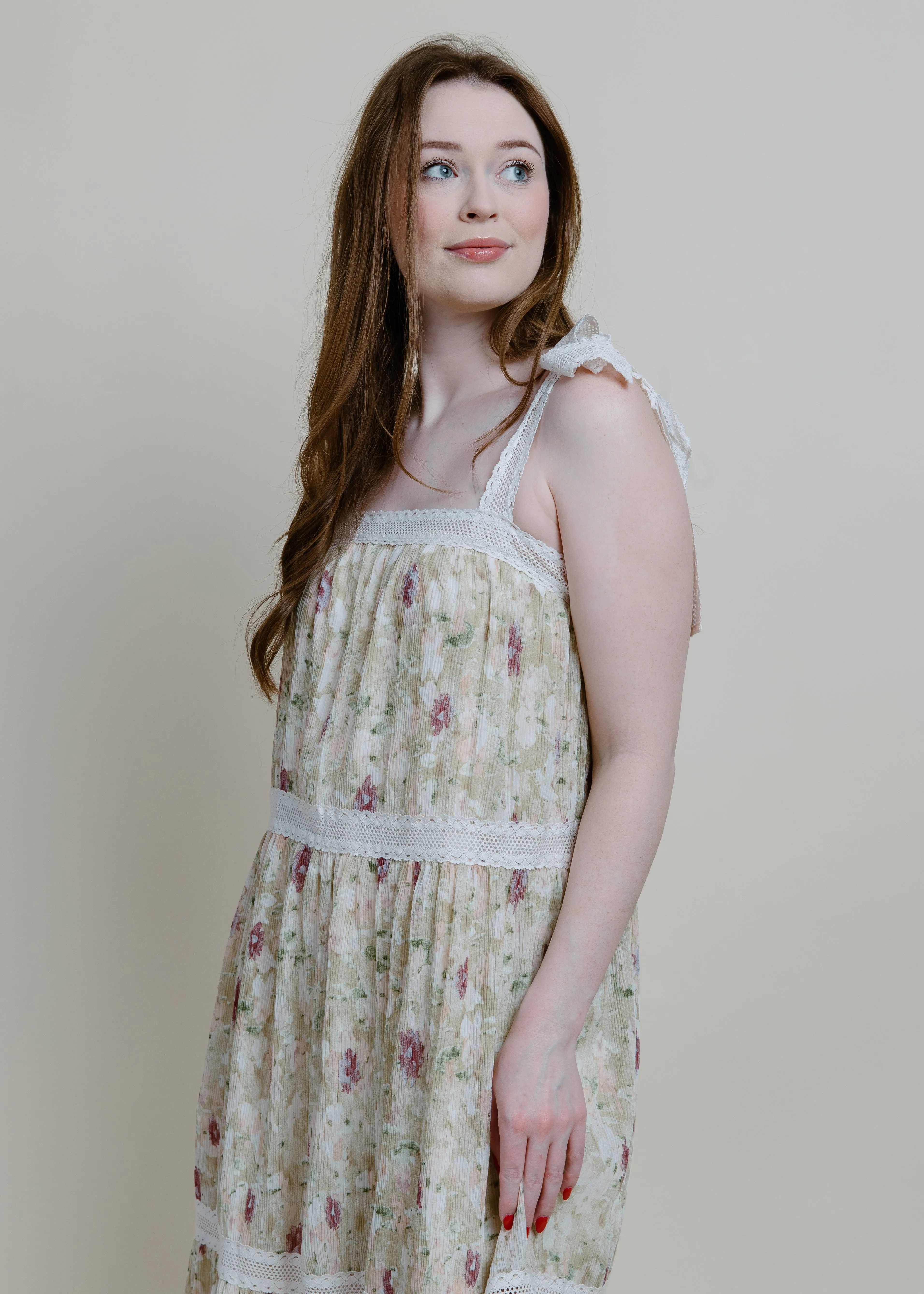 Vineyard Walk Floral Midi Dress
