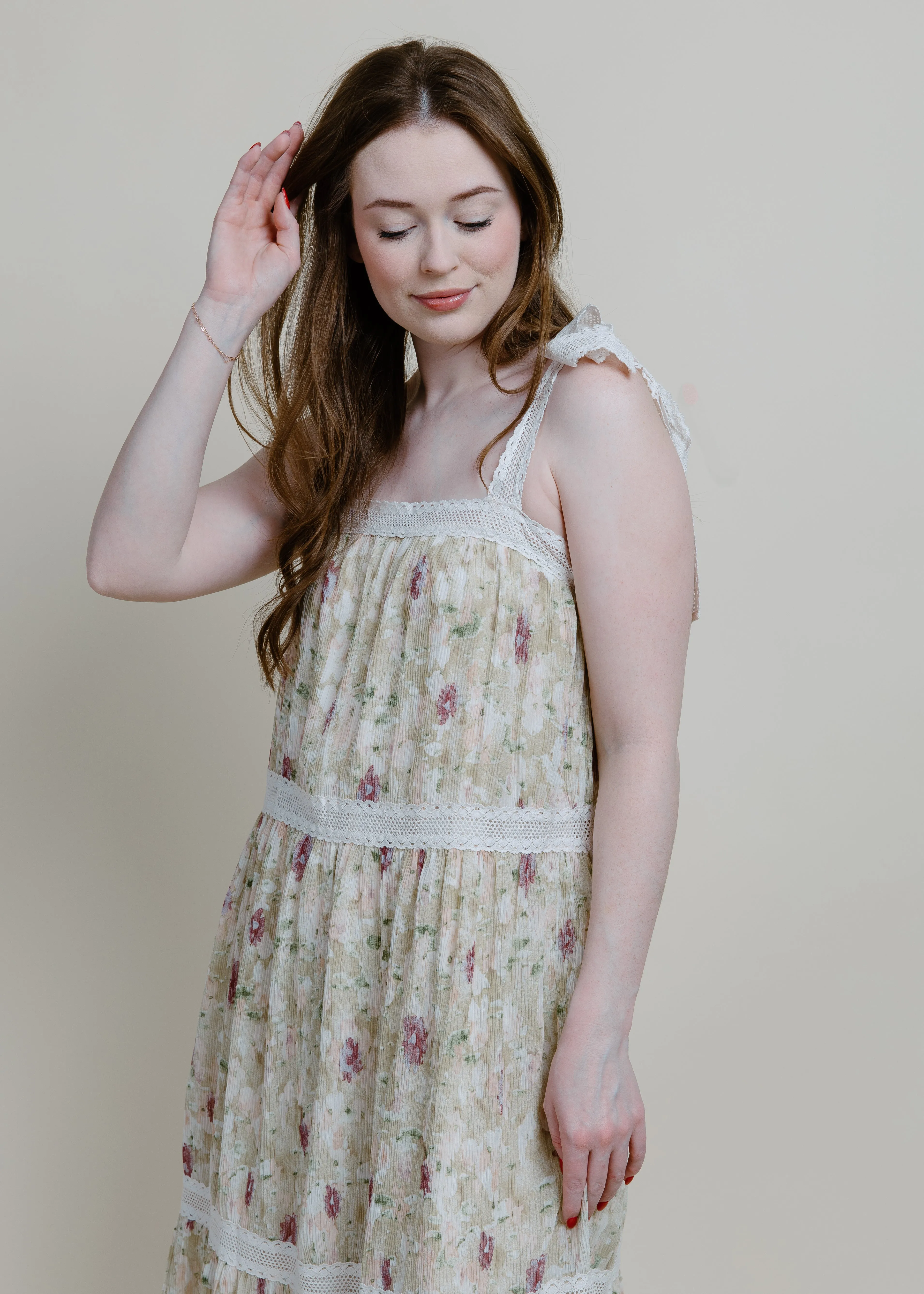Vineyard Walk Floral Midi Dress