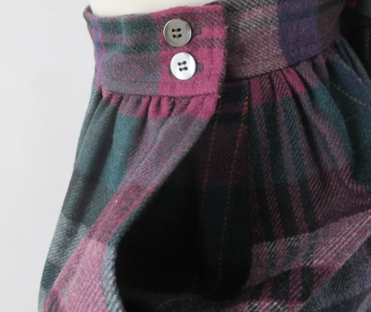 Vintage 70s Evan-Picone Plaid Wool Tea Length Day Skirt S