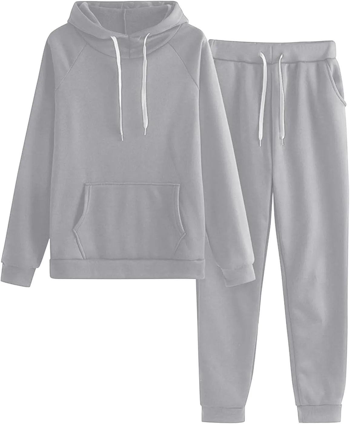 Women 2 Piece Outfits Long Sleeve V Neck Solid Color Travel Sweatshirt Baggy Fall Fashion Sweatpants Outfits